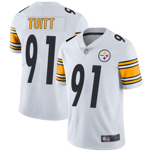 Youth Pittsburgh Steelers Football #91 Limited White Stephon Tuitt Road Vapor Untouchable Nike NFL Jersey->youth nfl jersey->Youth Jersey